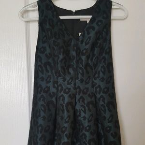 LOFT Green Leopard Print Cocktail Dress